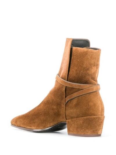Shop Saint Laurent Clementi Suede Boots In Brown