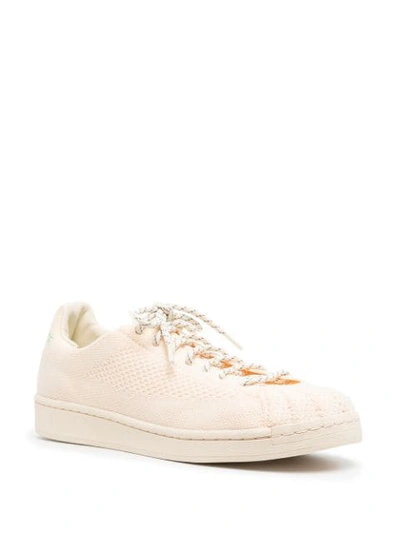 Shop Adidas Originals By Pharrell Williams X Pharrell Williams Superstar Primeknit Lace-up Sneakers In Neutrals