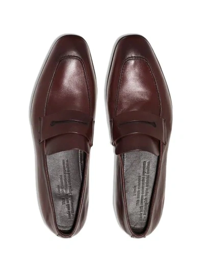 Shop Ermenegildo Zegna Almond Toe Loafers In Brown