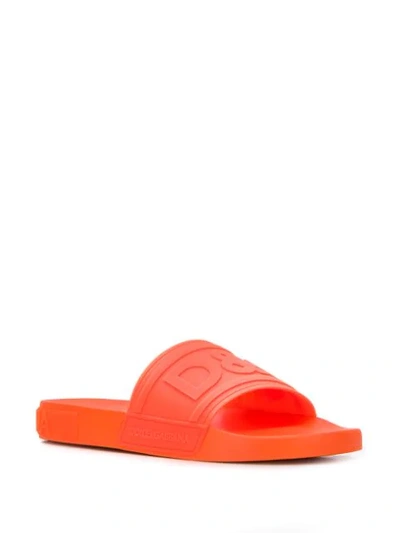 Shop Dolce & Gabbana Logo Sliders In Orange