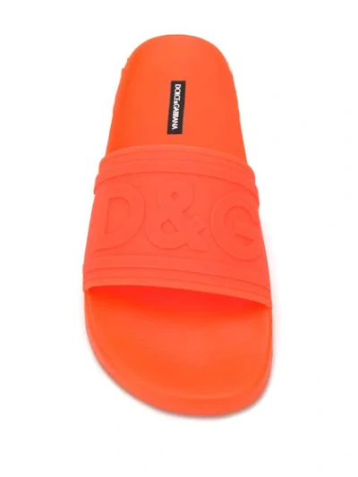 Shop Dolce & Gabbana Logo Sliders In Orange