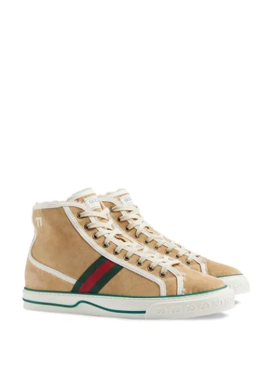 Shop Gucci Tennis 1977 High-top Sneakers In Neutrals