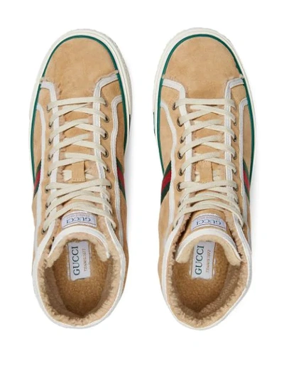 Shop Gucci Tennis 1977 High-top Sneakers In Neutrals