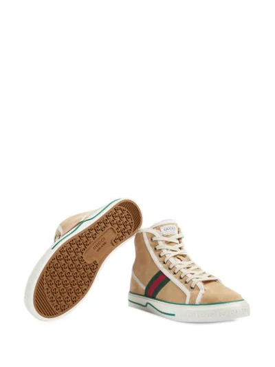 Shop Gucci Tennis 1977 High-top Sneakers In Neutrals