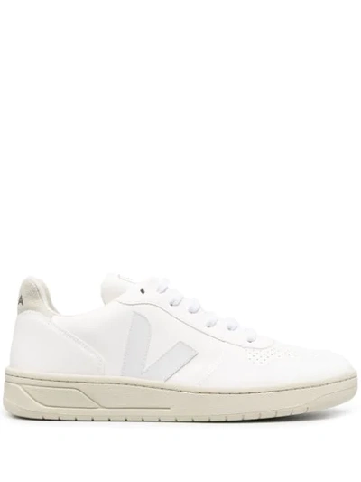 Shop Veja V-12 Low-top Sneakers In White