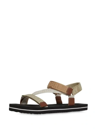 Shop Burberry Logo-jacquard Sandals In Neutrals