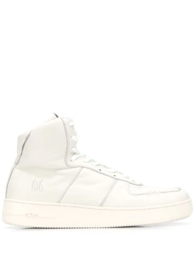 Shop 424 Distressed High-top Sneakers In White