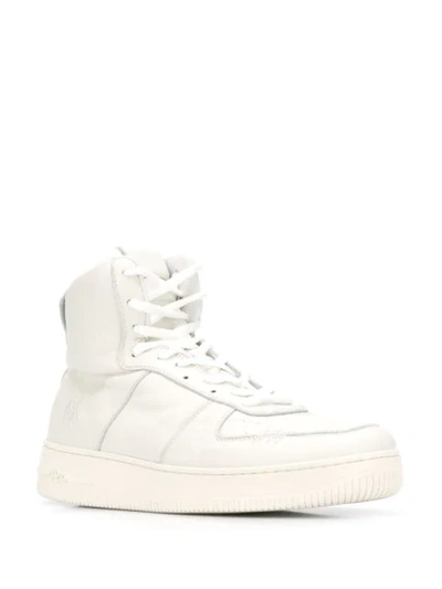 Shop 424 Distressed High-top Sneakers In White