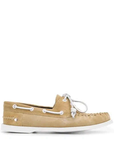 Shop Loewe Lace-up Boat Shoes In Neutrals