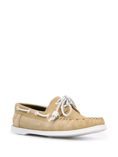 Shop Loewe Lace-up Boat Shoes In Neutrals