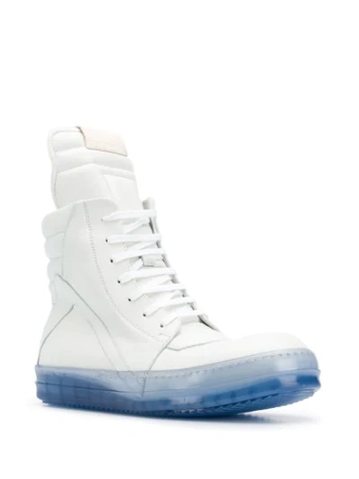 Shop Rick Owens High Top Geobasket Sneakers In White
