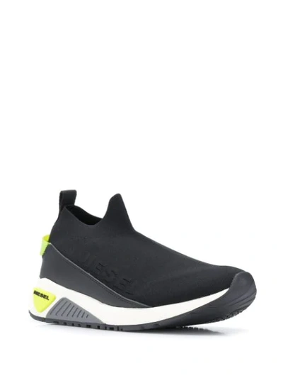 Shop Diesel S-kb Sock Qb Slip-on Sneakers In Black