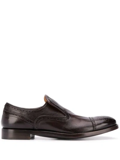 Shop Alberto Fasciani Brogue-detail Loafers In Brown