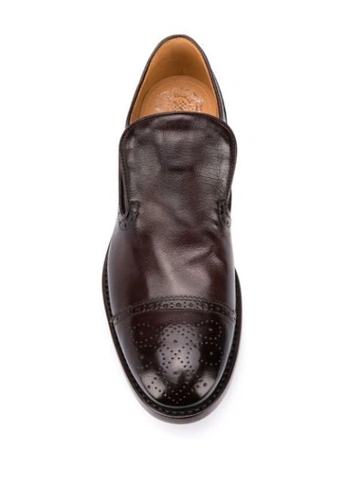 Shop Alberto Fasciani Brogue-detail Loafers In Brown