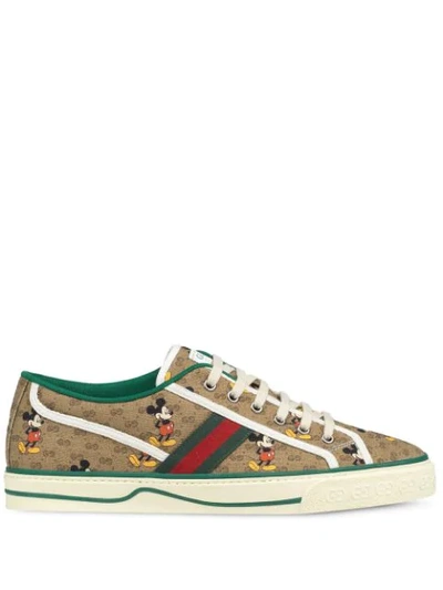 Shop Gucci X Disney Tennis 1977 Sneakers In Neutrals
