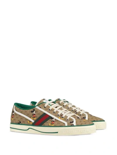 Shop Gucci X Disney Tennis 1977 Sneakers In Neutrals