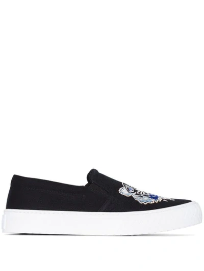 Shop Kenzo Tiger Embroidered Motif Slip-on Sneakers In Black