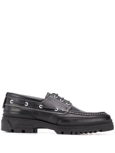 Shop Ami Alexandre Mattiussi Ridged Sole Boat Shoes In Black