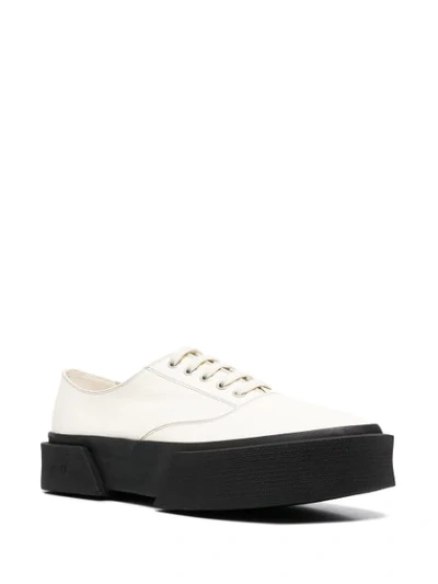 Shop Oamc Chunky Lace-up Leather Sneakers In White