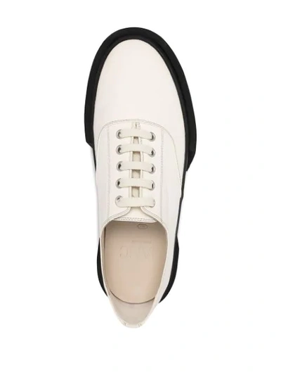 Shop Oamc Chunky Lace-up Leather Sneakers In White