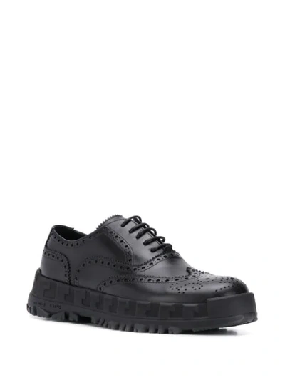 Shop Versace Chunky Sole Oxford Shoes In Black