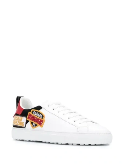 Shop Dsquared2 Embroidered Logo Sneakers In White