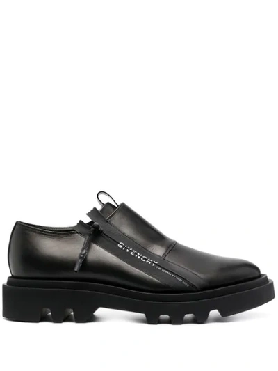 Shop Givenchy Logo-tape Zip-up Derby Shoes In Black