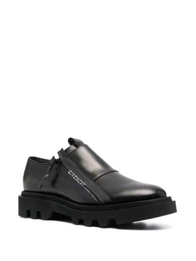 Shop Givenchy Logo-tape Zip-up Derby Shoes In Black