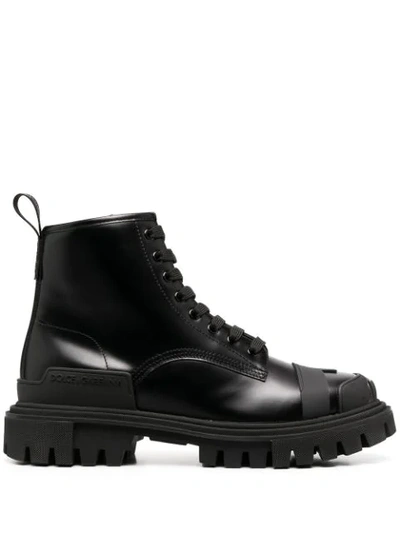 Shop Dolce & Gabbana Chunky Trekking Boots In Black