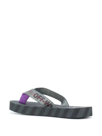 Shop Off-white Logo Strap Flip Flops In Grey