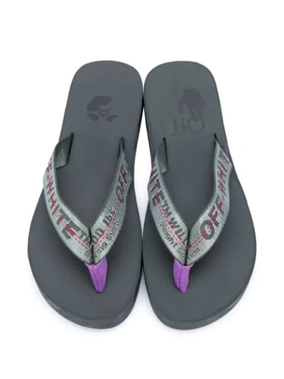 Shop Off-white Logo Strap Flip Flops In Grey