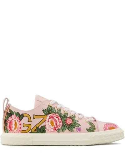 Shop Giuseppe Zanotti Floral Low-top Sneakers In Pink