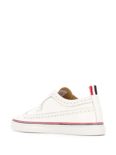 Shop Thom Browne 4-bar Pebbled Brogue Sneakers In White