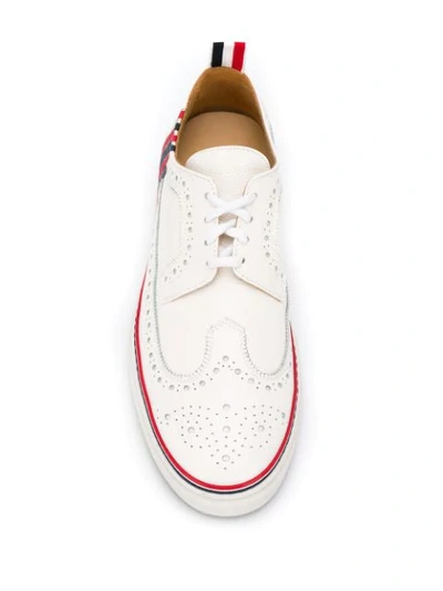 Shop Thom Browne 4-bar Pebbled Brogue Sneakers In White