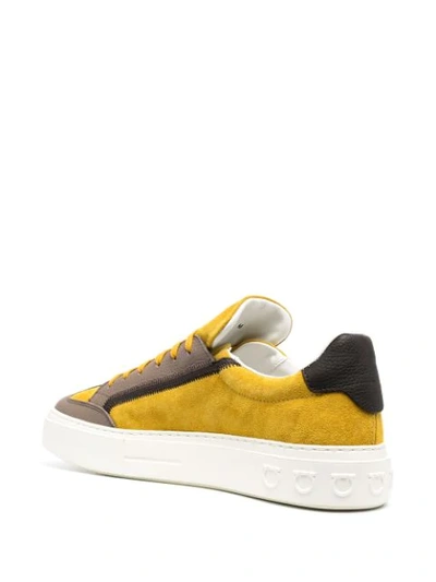 Ferragamo Gancini Colour-block Sneakers In Yellow