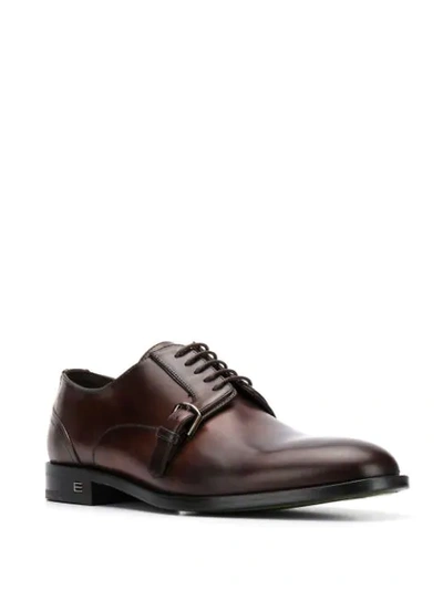 Shop Etro Buckle-embellished Derby Shoes In Brown