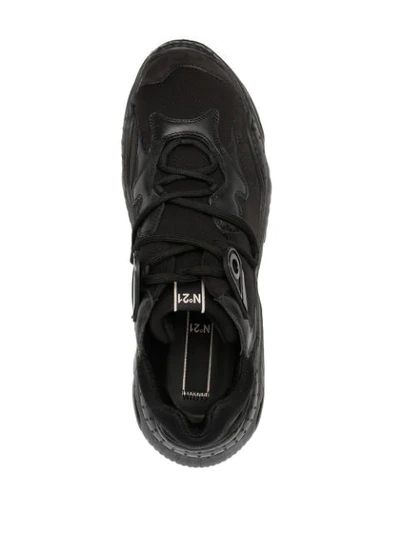 Shop N°21 Contrast-panel Sneakers In Black