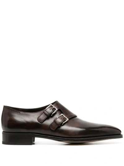 Shop John Lobb Chapel Double-buckle Monk Shoes In Brown