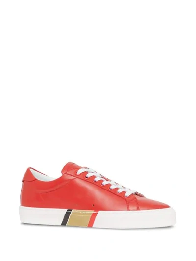 Shop Burberry Bio-based Sole Leather Sneakers In Red