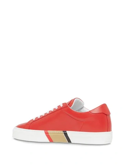 Shop Burberry Bio-based Sole Leather Sneakers In Red