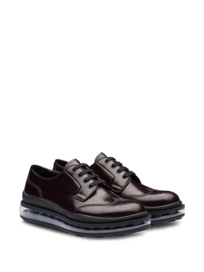 Shop Prada Transparent Sole Derby Shoes In Red