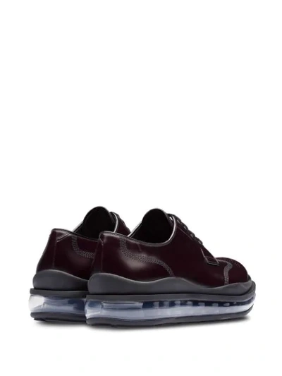 Shop Prada Transparent Sole Derby Shoes In Red