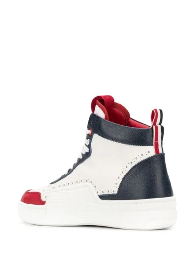 Shop Thom Browne Tricolour Basketball High-top Sneakers In Blue