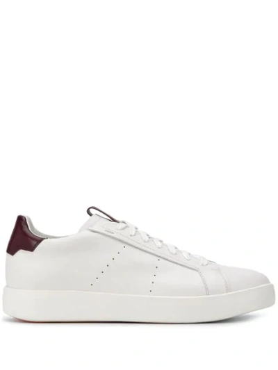 Shop Santoni Low-top Leather Sneakers In White