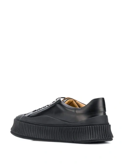 Shop Jil Sander Leather Lace-up Sneakers In Black