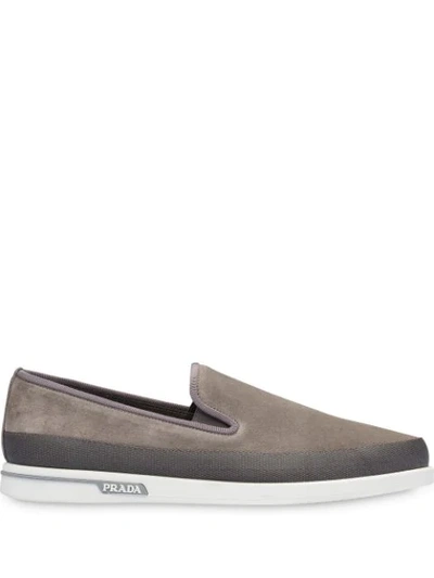 Shop Prada Slip-on Sneakers In Grey