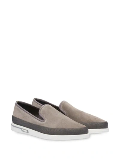 Shop Prada Slip-on Sneakers In Grey