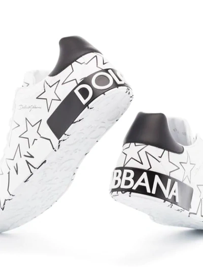 Shop Dolce & Gabbana Portofino Star-print Leather Sneakers In White