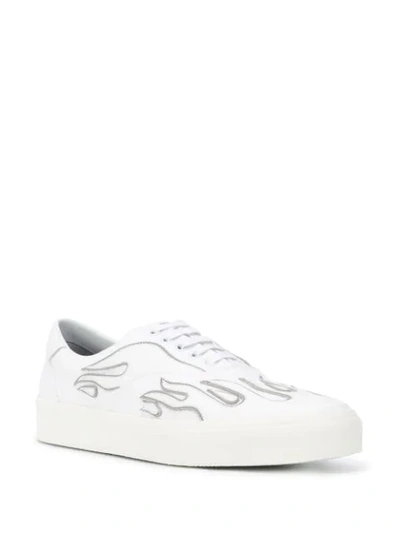 Shop Amiri Flames-appliqué Low-top Sneakers In White