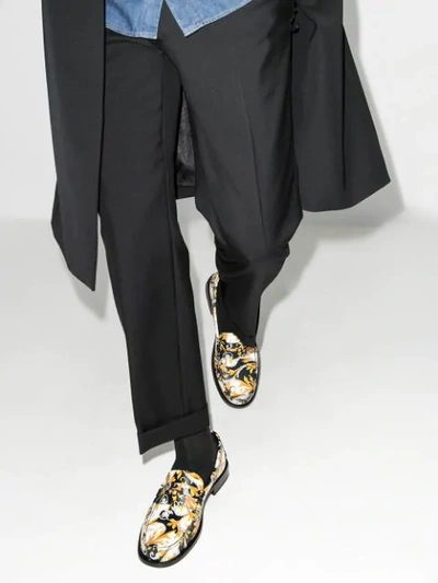Shop Versace Baroque-print Slip-on Loafers In Black